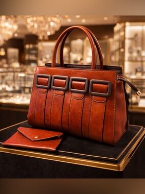 ✨ Elevated Elegance 3-Piece Handbag Set – Cognac ✨